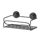 Porta Shampoo Reto Simples Ventosa Metal Ônix  8x25x14cm Future