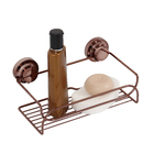 Porta Shampoo Reto Simples Ventosa Metal Bronze  8x25x14cm Future