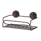 Porta Shampoo Reto Simples Ventosa Metal Bronze  8x25x14cm Future
