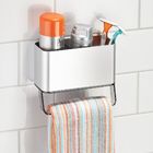 Porta Shampoo Reto Simples Adesivo Metal Prata Peel-and-Stick Interdesign