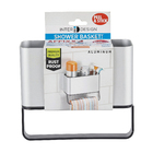 Porta Shampoo Reto Simples Adesivo Metal Prata Peel-and-Stick Interdesign