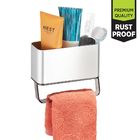 Porta Shampoo Reto Simples Adesivo Metal Prata Peel-and-Stick Interdesign