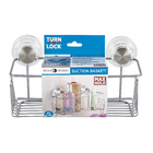 Porta Shampoo Reto Simples Ventosa Metal Prata Turn-N-Lock Interdesign