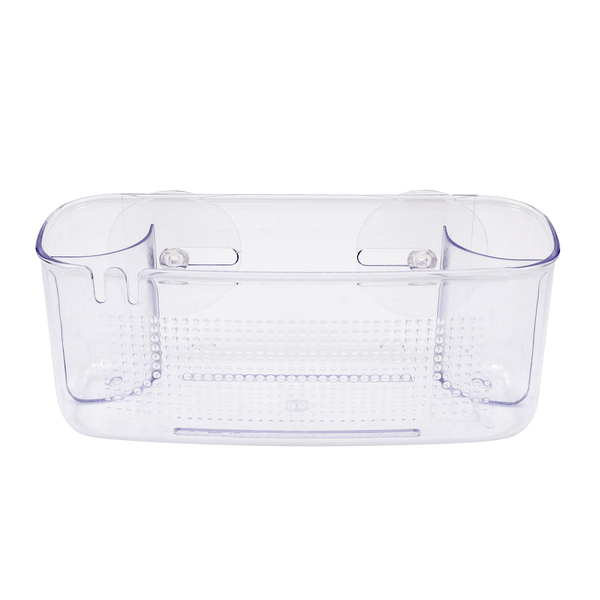 Porta Shampoo Reto Simples Ventosa Plástico Incolor 10x22x10cm Arthi