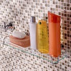Porta Shampoo Reto Simples 7x40x10cm Prata