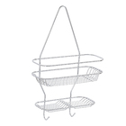 Porta Shampoo Reto Triplo com Saboneteira Pendurar no Registro Metal Prata 45x29x11,50cm Superiore Future