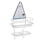 Porta Shampoo Reto Triplo com Saboneteira Pendurar no Registro Metal Prata 45x29x11,50cm Superiore Future