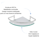 Porta Shampoo Suporte Banheiro Cantoneira Vidro 6mm Luxo