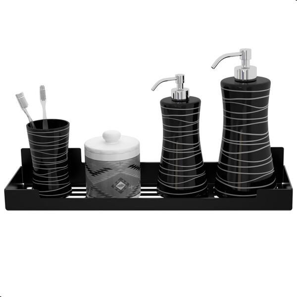 Porta Shampoo Suporte Banheiro Organizador Preto Fosco Elg