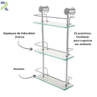 Porta Shampoo Triplo Reto Incolor Prateleira Para Banheiro Pa