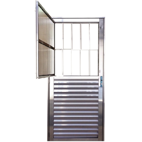 Porta Social Alumínio Brilhante 2.10 X 0.70 Linha 25 Lado:esq