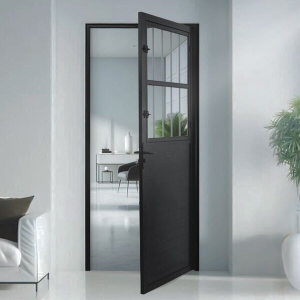 Porta Social Lambril Alumínio 2,10 X 80 Preto Hale Esquadrias