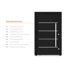 Porta Social Preto Texturizado Em Alumínio 70x210 C/friso Esq