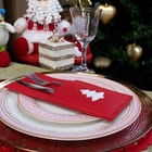 Porta Talher De Natal Árvore Vermelho E Branco 23x10cm - D'ro