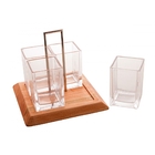 Porta Talheres Cristal/madeira Liptus 24x24x24cm