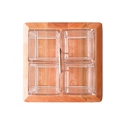 Porta Talheres Cristal/madeira Liptus 24x24x24cm