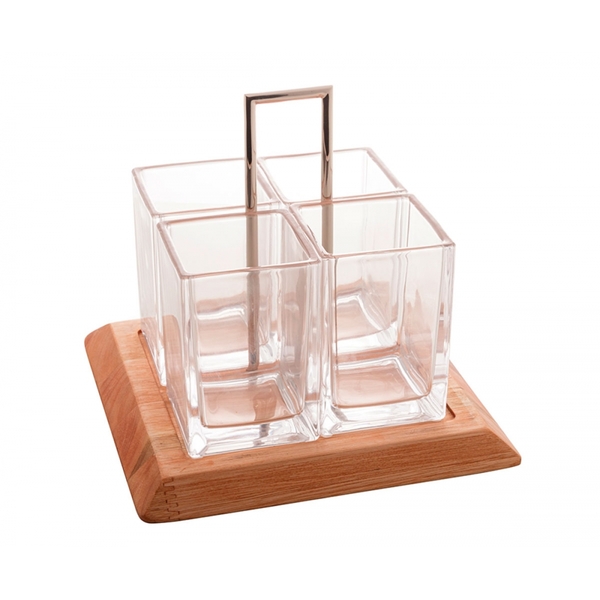 Porta Talheres Cristal/madeira Liptus 24x24x24cm