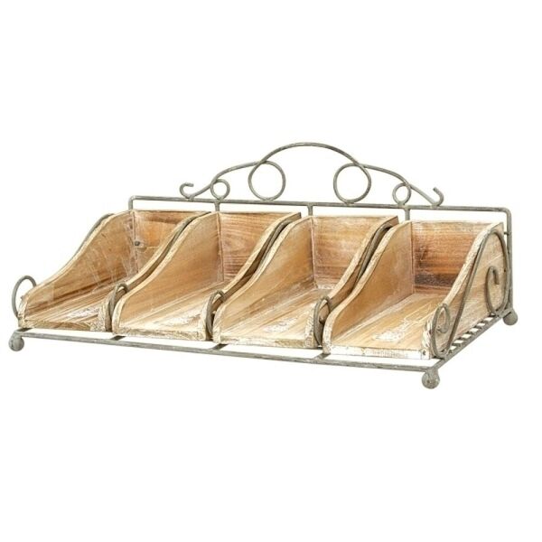 Porta Talheres De Metal Com Madeira