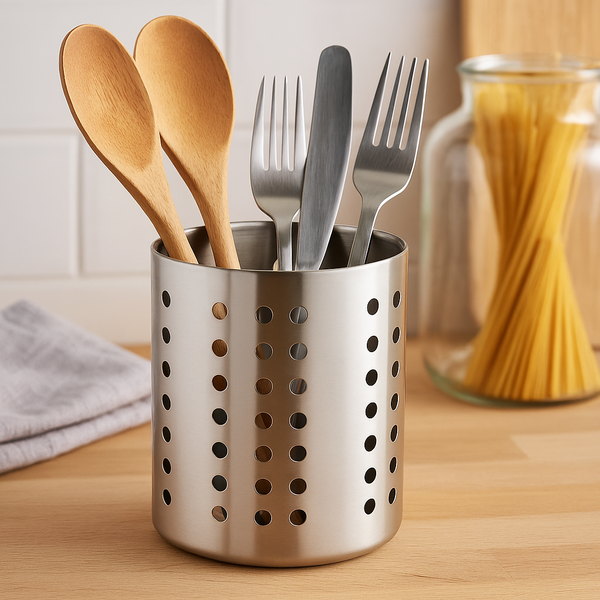 Porta Talheres E Utensílios De Aço Inox Perfurado 9,5x12,5cm