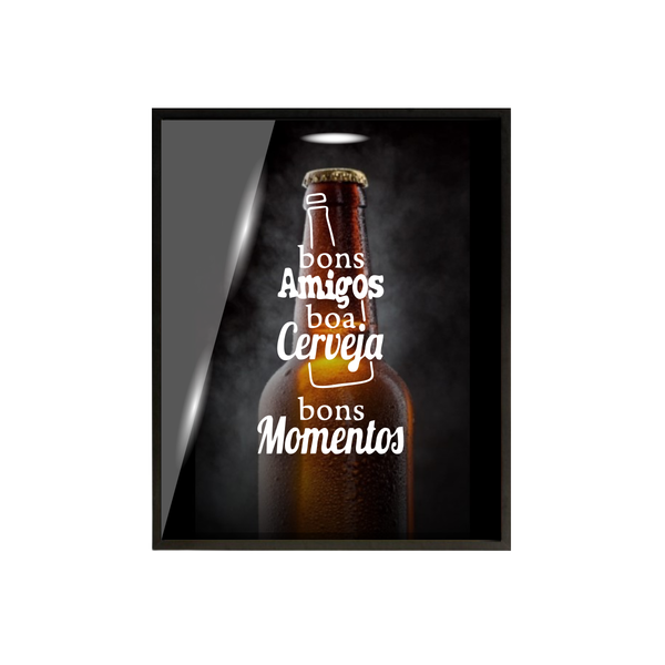 Porta Tampa/rolha Madeira E Vidro  30x40 Preto C502 - C12