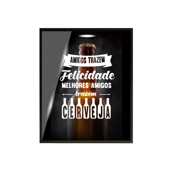 Porta Tampa/rolha Madeira E Vidro  30x40 Preto C502 - C17