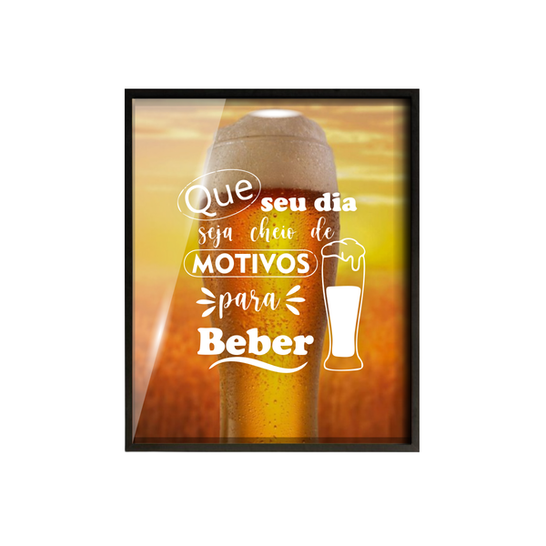 Porta Tampa/rolha Madeira E Vidro  30x40 Preto C504 - C14