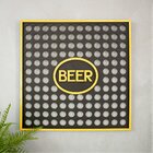 Porta Tampinhas Em Mdf Preto E Amarelo Beer - 50x50cm