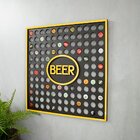 Porta Tampinhas Em Mdf Preto E Amarelo Beer - 50x50cm