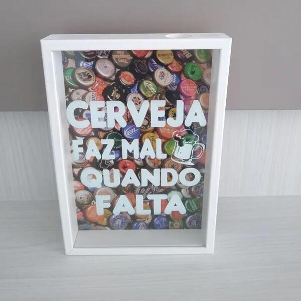 Porta Tampinhas Quadro Grande 30cm Cerveja Faz Mal Quando Fal