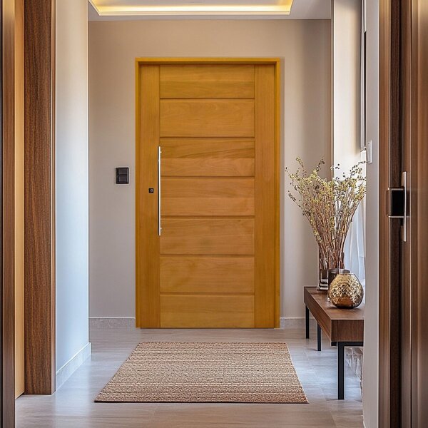 Porta Tauari Batente Misto 14 Puxador Tubo 80cm X 92cm X 210c