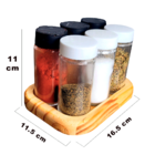 Porta Tempero - ÁGORA Acompanha 6 Potes de vidro 100Ml com Ta