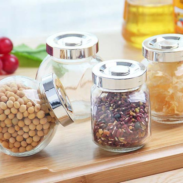 Porta Tempero Baleiro De Vidro Jogo 3 Peças De 180 Ml - Prata