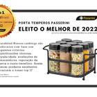Porta Tempero Condimento 9 Potes Vidro Tampa Dosadora Suporte