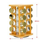 Porta Tempero Condimento Bambu 16 Frascos Quadrado Dourado 50