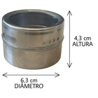 Porta Tempero Condimento De Aço Inox Com Imã Kit 6 Pcs