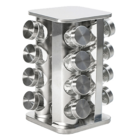 Porta Tempero Condimento Inox Quadrado Giratório 16 Potes