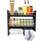 Porta Tempero De Parede Em Mdf Preto Com 3 Ganchos E Suporte