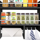 Porta Tempero De Parede Em Mdf Preto Com 3 Ganchos E Suporte