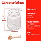 Porta Tempero De Vidro C/ Tampa Rolha E Colher Bambu 240ml