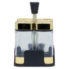 Porta Tempero Dourado Com 4 Potes Emaco Inox, Abs E Vidro