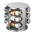 Porta Tempero e Condimentos Aço Inox com 12 Potes e Suporte G