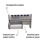 Porta Tempero E Condimentos Com Porta Toalha 6 Potes Sthoudt