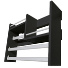 Porta Tempero Em Mdf Preto Com 3 Suportes Para Papel Alumínio