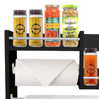 Porta Tempero Em Mdf Preto Com 3 Suportes Para Papel Alumínio