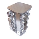 Porta Tempero Giratório Em Inox 16 Peças Quadrado - Livon Ref