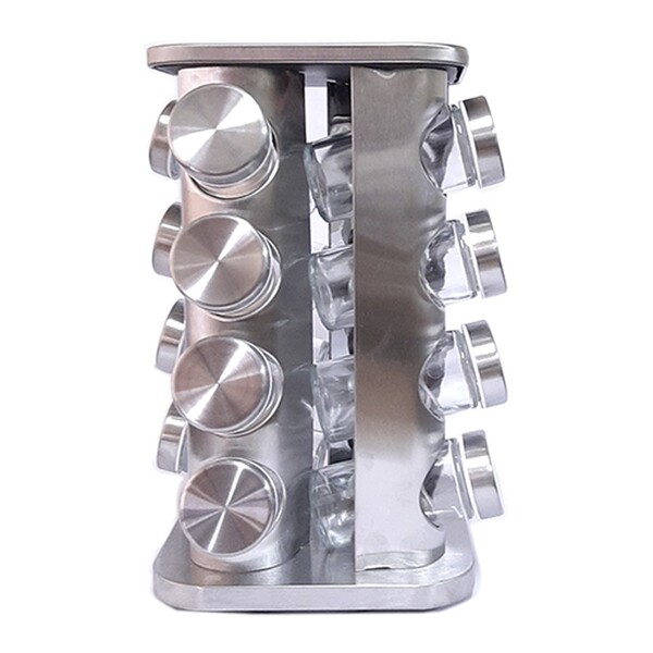 Porta Tempero Giratório Em Inox 16 Peças Quadrado - Livon Ref