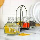 Porta Tempero Giratório Em Inox Com Potes Herméticos 7 Peças