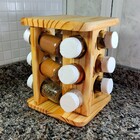 Porta Tempero - PANTHEON com 12 Potes de vidro 100Ml Tampas D