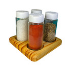 Porta Tempero - POMPÉIA 4 Potes vidro 100Ml Tampa Dosadora -