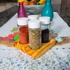 Porta Tempero - POMPÉIA 4 Potes vidro 100Ml Tampa Dosadora -